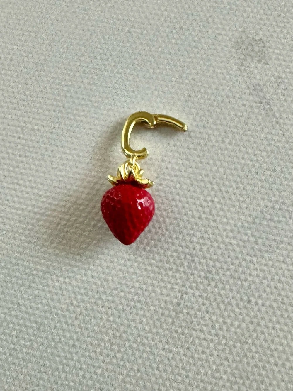 Gorjana Gold Charm Pendant - Red Enamel Strawberry, petite, Tiny - Picture 3 of 11